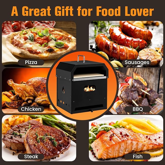 Giantex 4-in-1 Outdoor Pizza Oven Wood Fired, 2-Layer Pizza Maker Grill - Image 8