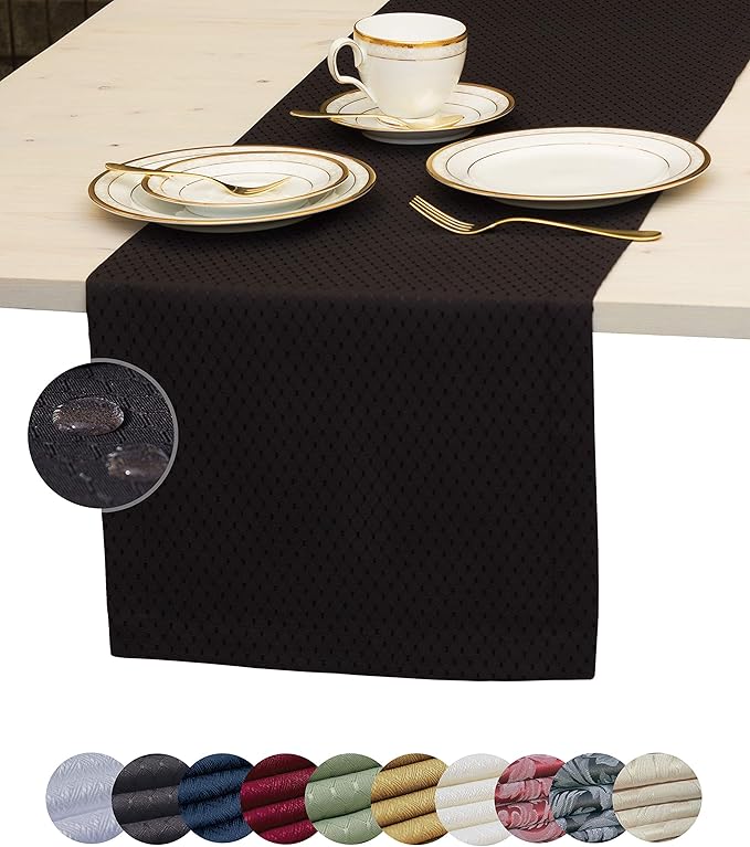 Black Table Runner 72 inch, Waterproof Dresser Scarf, Outdoor Coffee Table by Akutana