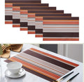 Set of 6 Colorful Striped Vinyl Placemats Heat-Resistant Washable Placemats by Unknown