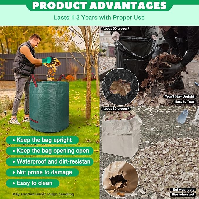 72 & 32 Gallon Reusable Yard Waste & Lawn and Leaf Bags - Image 6