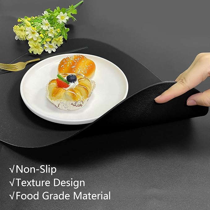 Herda Dining Leather Placemats Set of 4 Wipeable Washable Place Mats - Image 2