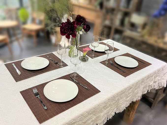 ANDSTAR Set of 8 Pcs Bamboo Placemats Sushi Rolling Mat Japanese Style Natural - Image 7