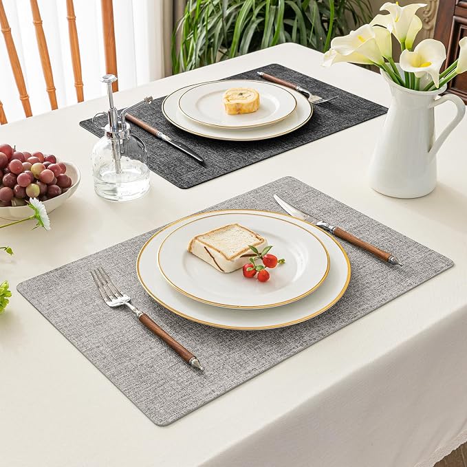 Romanstile Reversible Vinyl Placemats Set of 6, Faux Leather 100% Waterproof - Image 6