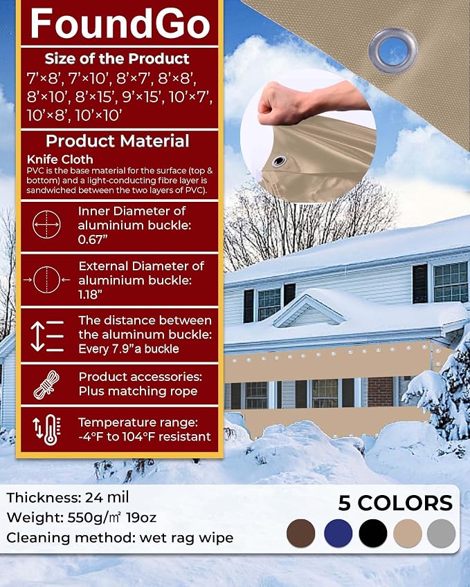FoundGo 8'Hx8'W Outdoor Vinyl Curtains - Image 4