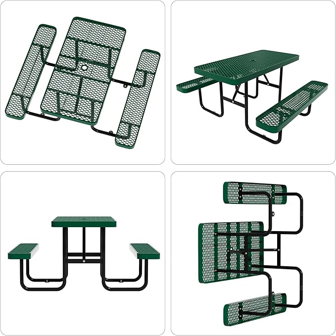 48'' Rectangular Steel Picnic Table - Image 3