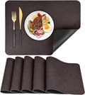 Faux Leather Placemats Set of 6 Table Mats Heat Resistant Reversible Place Mats by APLKER