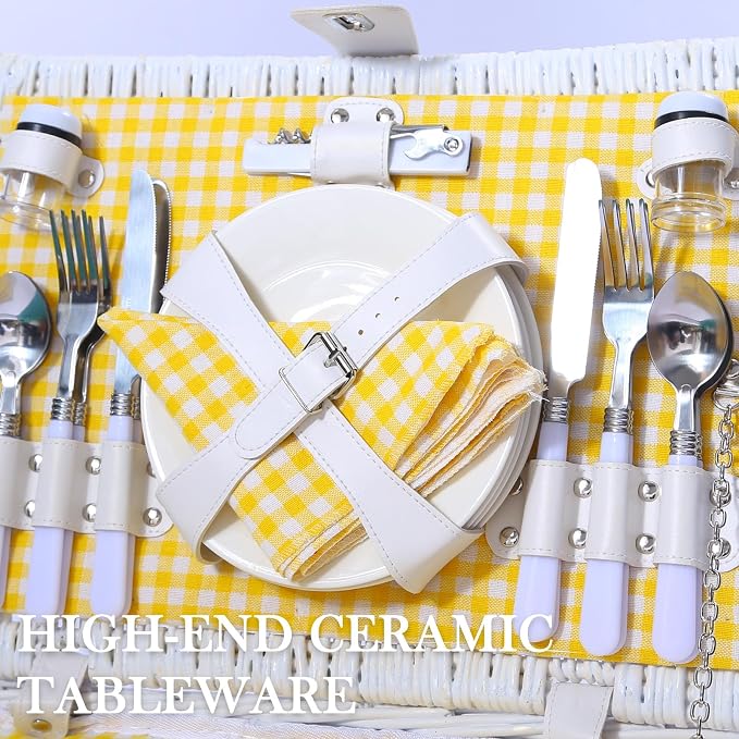 Neti Neti Wicker Picnic Basket for 4 - Image 3