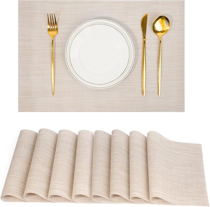 Placemats Set of 8，Non-Slip PVC Weave Table Mats Easy to Clean，Heat Resistant by flohar