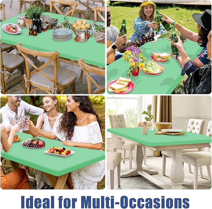 Spandex 8 Foot Rectangle Table Cloth 6 Pack, Elastic Fitted Tablecloths - Image 9