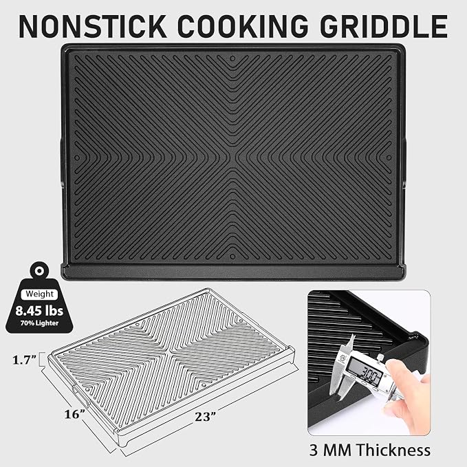 Utheer Nonstick Reversible Aluminum Ceramic Griddle 23" x 16", 70% Lighter - Image 2