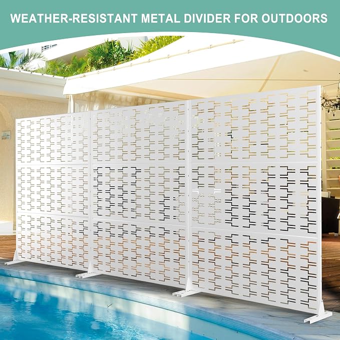 Metal Privacy Screen for Outdoor & Indoor Use, Free Standing Privacy Screen for - Image 5