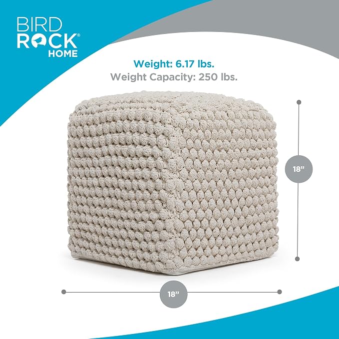 BIRDROCK HOME Bud Pouf Foot Stool Ottoman - Image 2