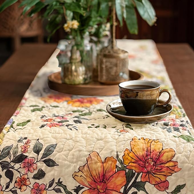 Cotton Quilted Floral Patchwork Table Runner 54 Inches Long – Handmade - Image 5