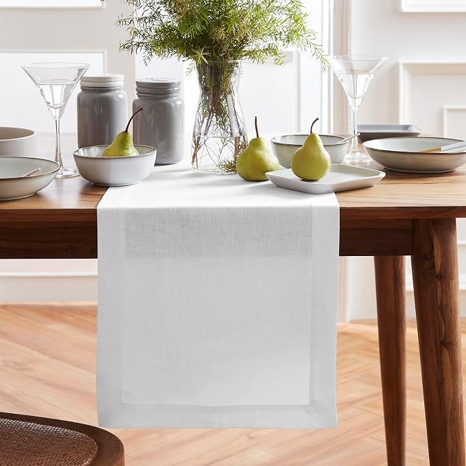 Solino Home Linen White Table Runner 108 Inches Long by SolinoHome