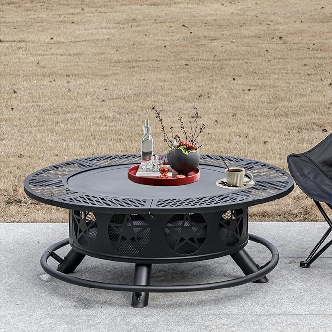 36 Inch Fire Pit with 2 Grills, Wood Burning Fire Pits - Image 4