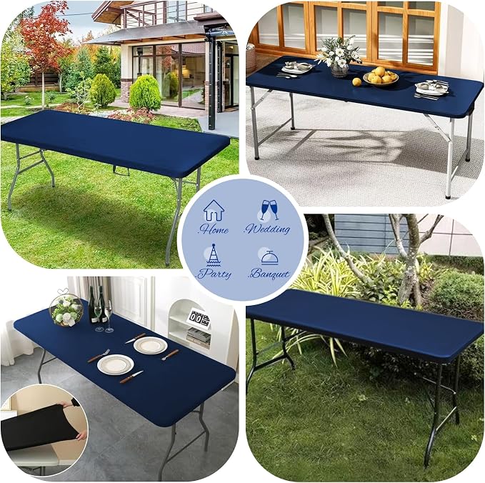 6 Pack Stretch Fabric Table Top Cap Cover, fits 8Ft Tables, Spandex Table - Image 7