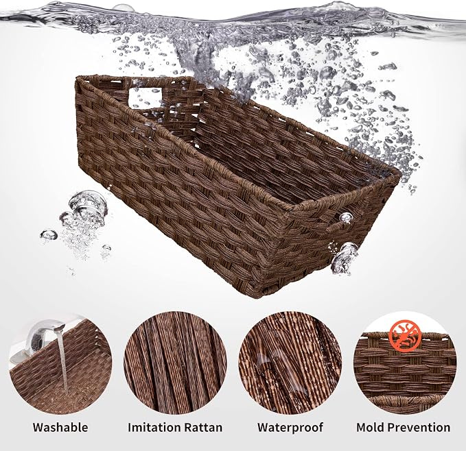 Large Wicker Storage Basket, Metal Frame, Washable Waterproof, Woven Basket - Image 4