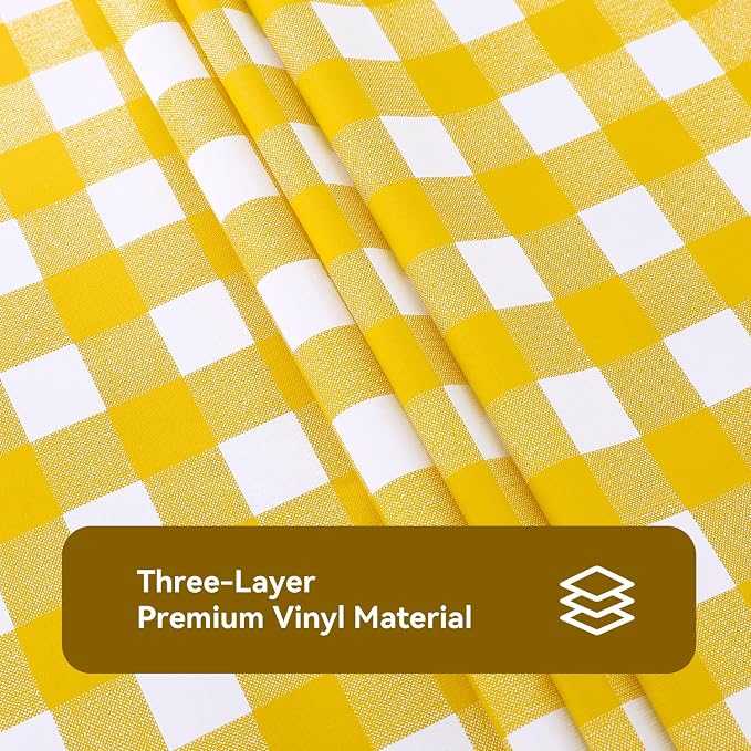 Romanstile Rectangle Vinyl Tablecloth, 100% Waterproof Buffalo Gingham Plastic - Image 6