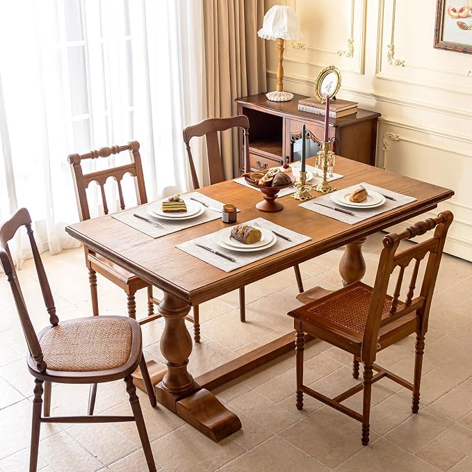 KXN Placemats Set of 4, Dual-Layer Thickened Faux Linen Table Mats, Heat - Image 2