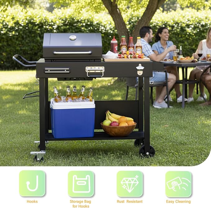 VINGLI Outdoor Grill Table Cart, Foldable Grill Cart - Image 4