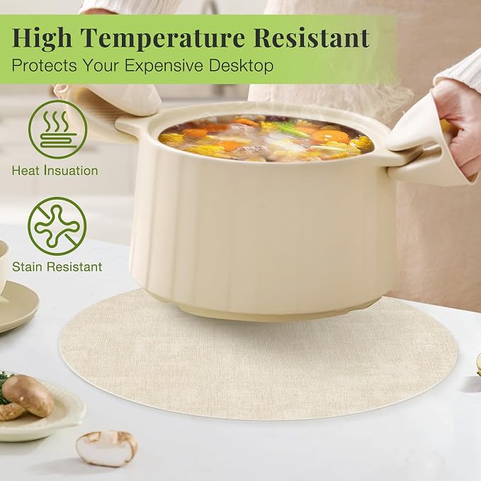 13-Inch Faux Leather Round Placemats Set of 4, Waterproof Anti-Slip Dual Sided - Image 3