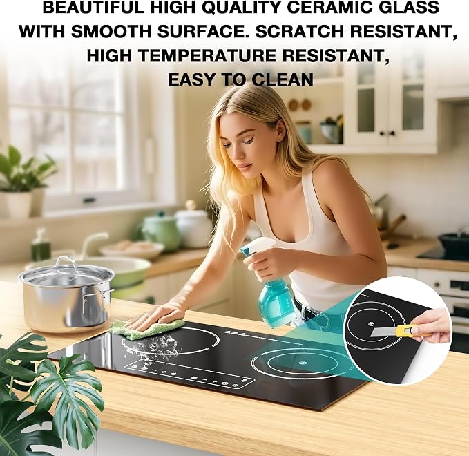 Electric Cooktop, 110V 2400W 2 Burner Electric Cooktop, Countertop and Built-in - Image 7