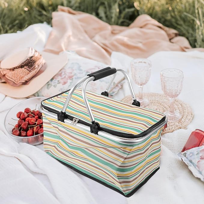 Wear-Resistant Insulated Picnic Basket and Foldable Shopping Tote - Image 9