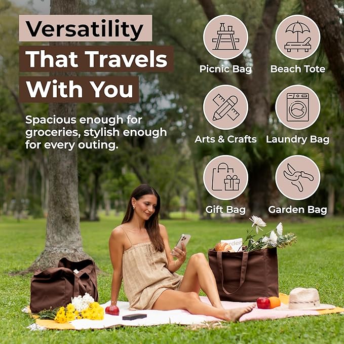 VeraMia Canvas Grocery Bag 3pc XL Set - Image 5