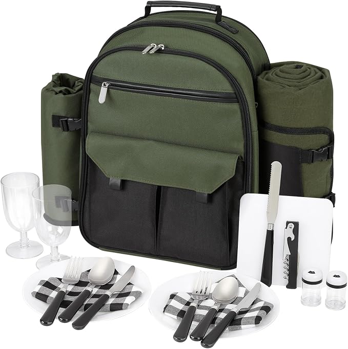 22L Insulated Picnic Basket Leak Proof Picnic Backpack by AWBRIDAL