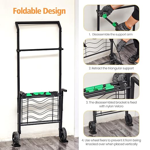 Foldable Leaf Bag Holder, Mobile Trash Bag Holder Stand - Image 4
