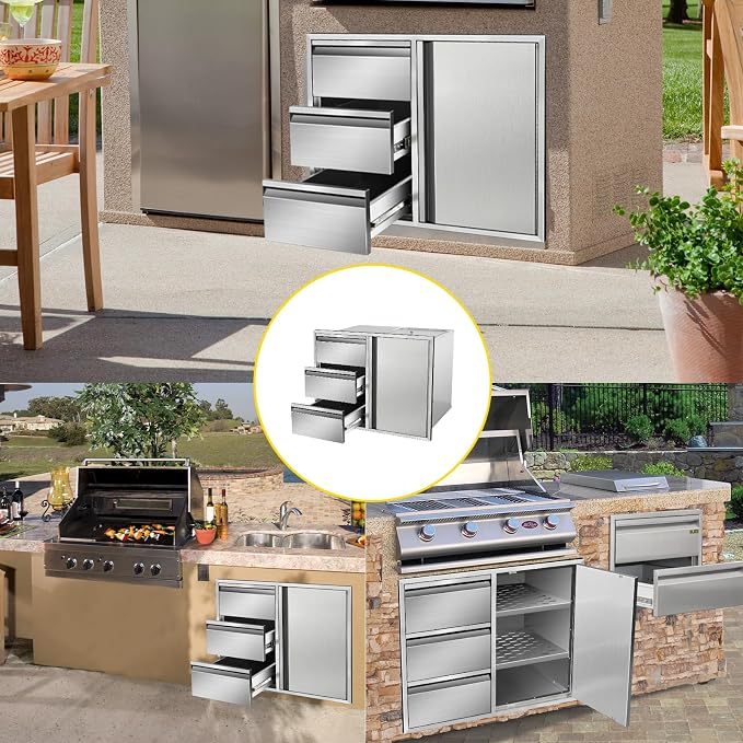 Outdoor Kitchen Door Drawer Combo Cabinet 28" W x 22" H x 19.5" D Stainless - Image 6