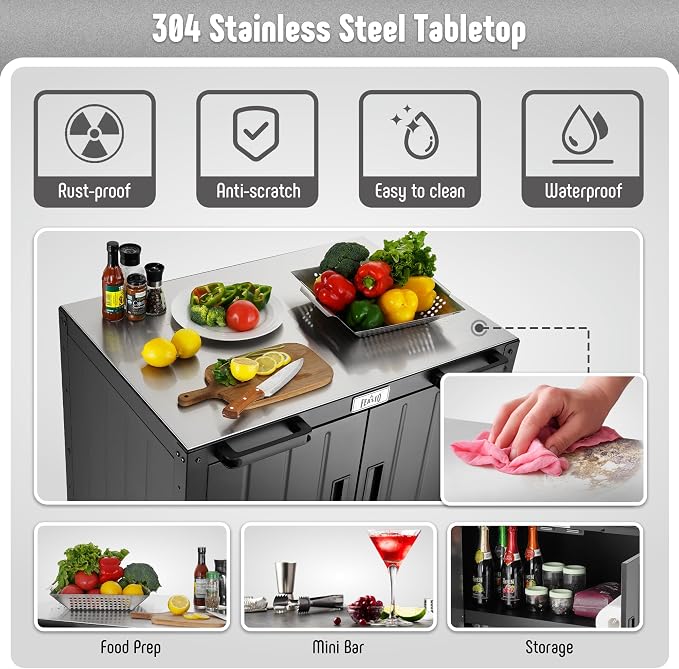 Grill Table, Outdoor Bar Cart Grill Cart - Image 4