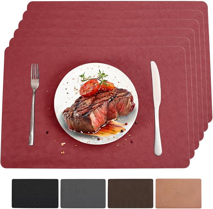 Vinyl Placemats Set of 6 Heat Resistant Easy Clean Non-Slip Place Mats by BxzanDya-LifeSmartMaker