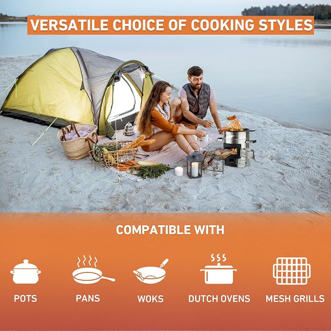 Skyflame Camping Rocket Stove, Stainless Steel Wood Burning Stove Portable - Image 5
