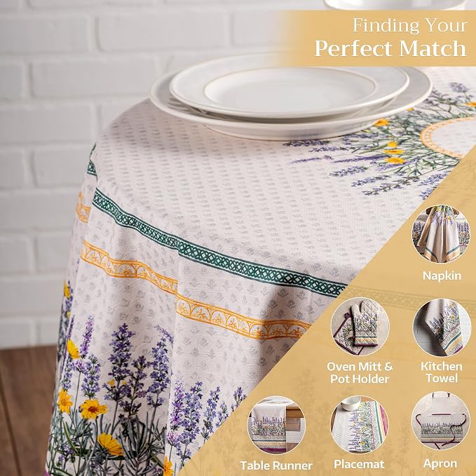 Maison d' Hermine Table Cloth Round Table 100% Cotton 63 Inches Tablecloth - Image 6