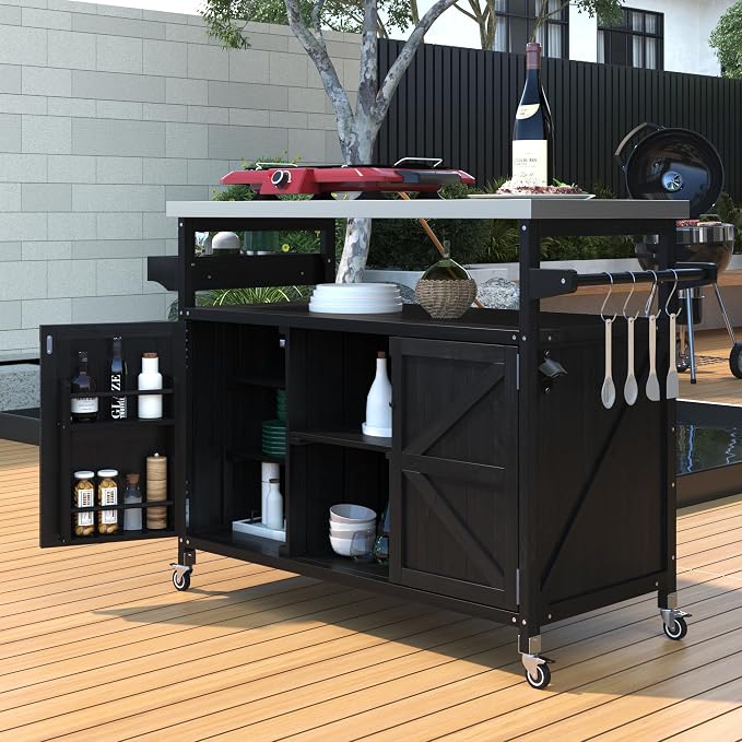 50.25" Grill Cart with Stainless Steel Tabletop - Image 2