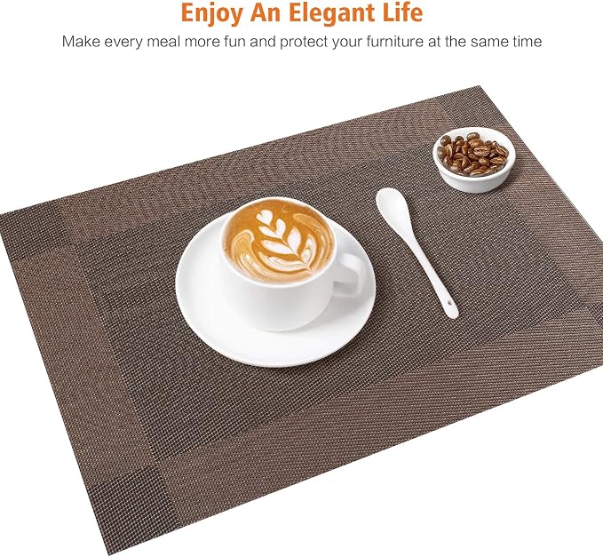 Placemats Set of 8, Heat and Stain Resistant Indoor/Outdoor Place mats - Image 6