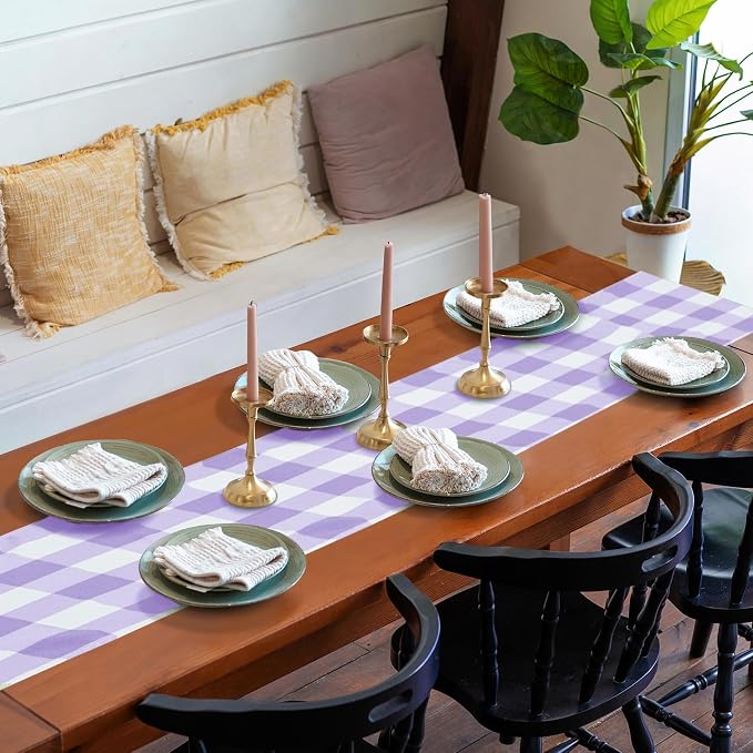 Fabric Checkered Table Runner 12 Pack Waterproof Gingham Table Runner 14W x - Image 7