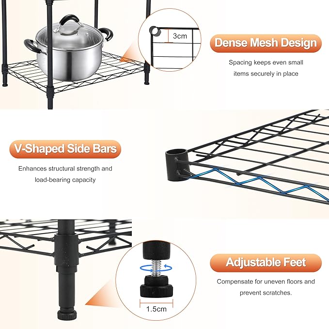 Whitmor 4 Tier Storage Shelves, Heavy Duty Metal Shelving, 400 lbs Capacity per - Image 3
