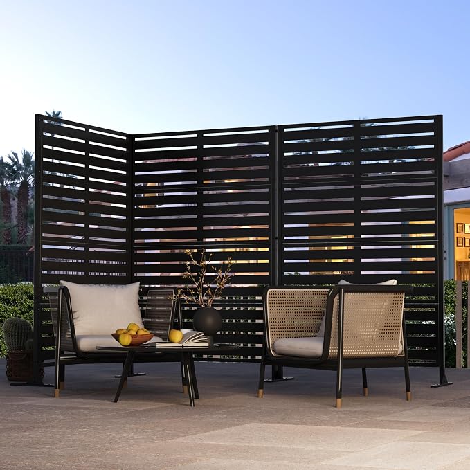 Modern Shade Metal Privacy Screen Outdoor 72" H x 48" W, Stable & Durable - Image 2
