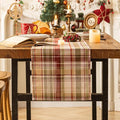 Beige Plaid Christmas Table Runner, Winter Holiday Table Runners 72 inches Long by AQOTHES