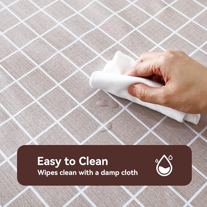 Romanstile Square Vinyl Tablecloth, 100% Waterproof Oil-Proof Checkered Plastic - Image 2