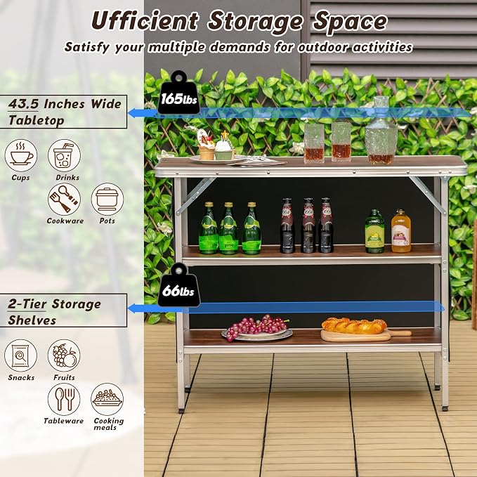 Giantex Portable Bar Table for Events, Folding Mobile Bartending Station - Image 6