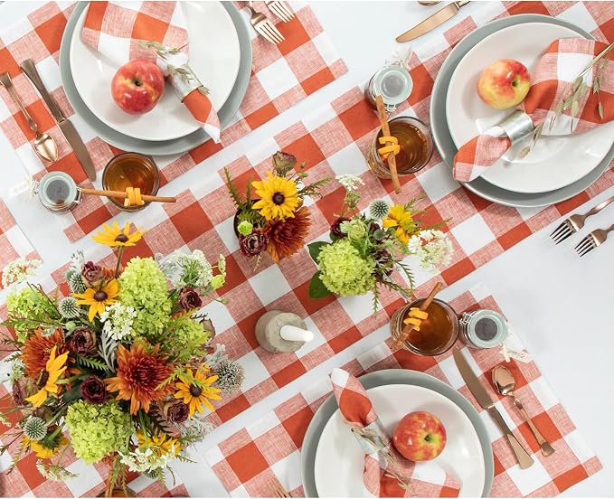 Solino Home Linen Checkered Table Runner 120 Inches Long - Image 9