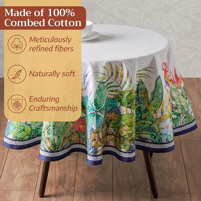 Maison d'Hermine Premium Table Cloth Round Table 100% Cotton 70 Inches - Image 4