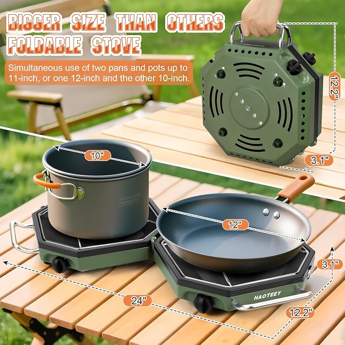 Camping Stove Propane Two Burner, 34000BTU Foldable Camp Stove Gas Propane - Image 3