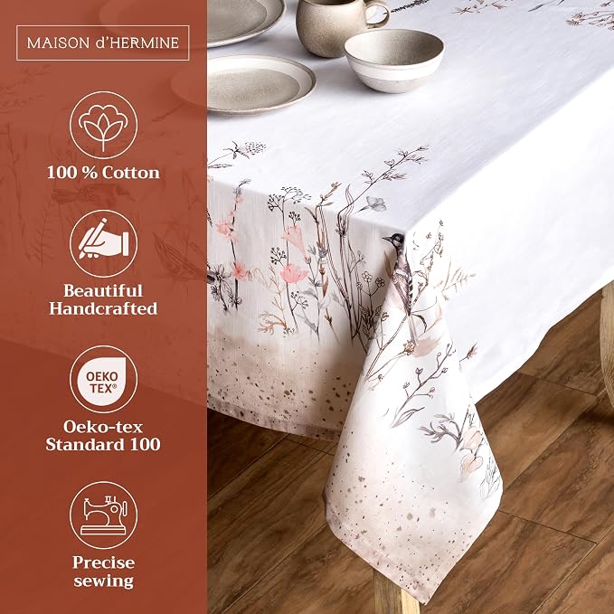 Maison d' Hermine Table Cloth Rectangle Table 100% Cotton 60 x 90 Inches - Image 2