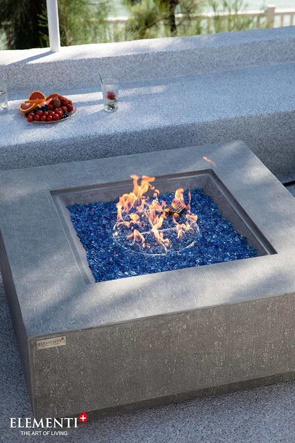 Elementi+ | Victoria Gas Fire Pit Cast Concrete 40" Square Fire Table, Outdoor - Image 7