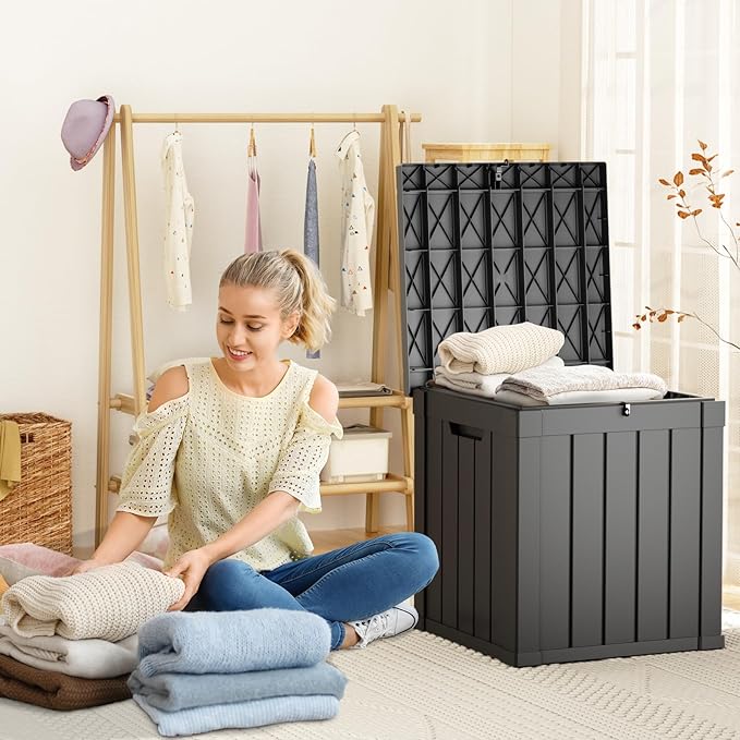 50 GallonOutdoor Storage Box, Resin Deck Boxes Waterproof, IndoorOutdoor Bin - Image 2