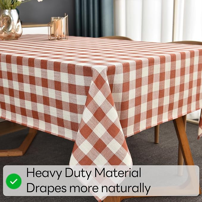 Gingham Table Cloth for Rectangle Tables Orange Checkered Plaid Tablecloth - Image 5